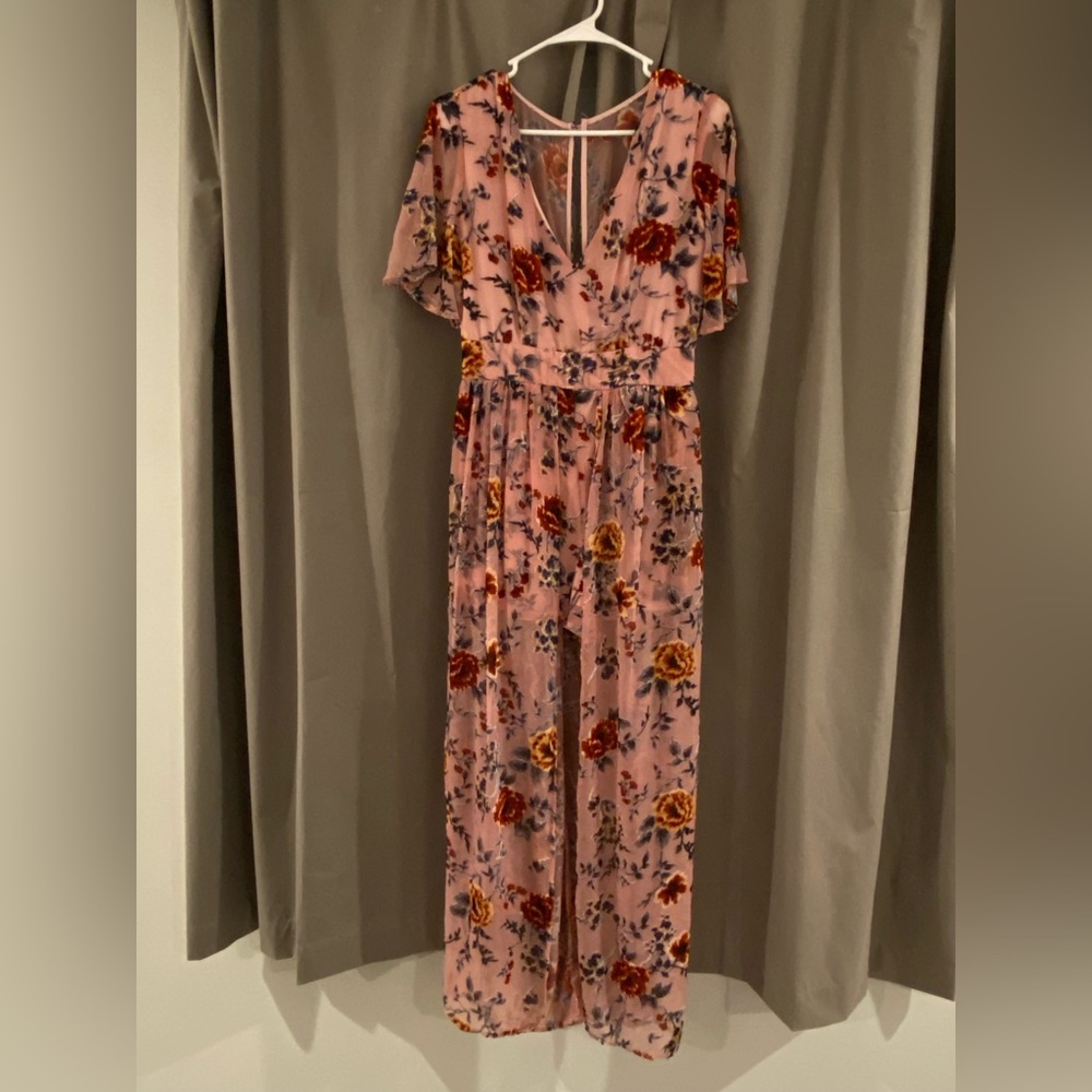 Blush Floral Romper Dress